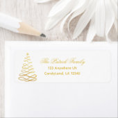 Moderne Gold Tree Christmas Retour Adreslabels Etiket (Insitu)