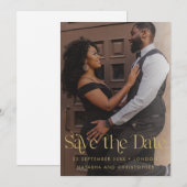 Moderne Gold Typografie Foto slaat de datum op Save The Date (Voorkant / Achterkant)