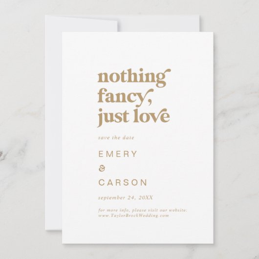Moderne Gold Typografie niets Fancy Save The Date (Voorkant)