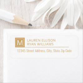 Moderne Gold Typography Monogram Custom Address Etiket