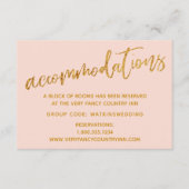 Moderne Gold Waves op Blush Wedding Accommodaties Informatiekaartje (Voorkant)