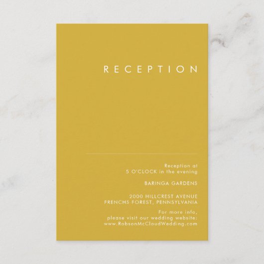 Moderne Gold Wedding Reception Card Informatiekaartje (Voorkant)