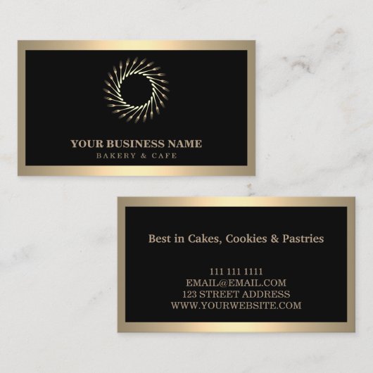 Moderne Gold Whisk Fork Bakery Visitekaartje (Voorkant / Achterkant)