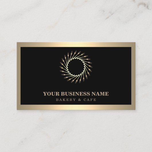 Moderne Gold Whisk Fork Bakery Visitekaartje (Voorkant)