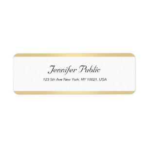 Moderne Gold White Chic Hand Script Simple Elegant Etiket