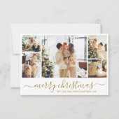 Moderne Gold White Collage-kerstfeestkaart Kaart (Voorkant)