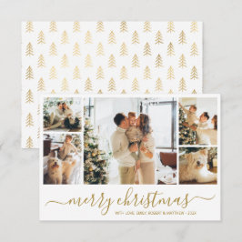 Moderne Gold White Collage-kerstfeestkaart Kaart