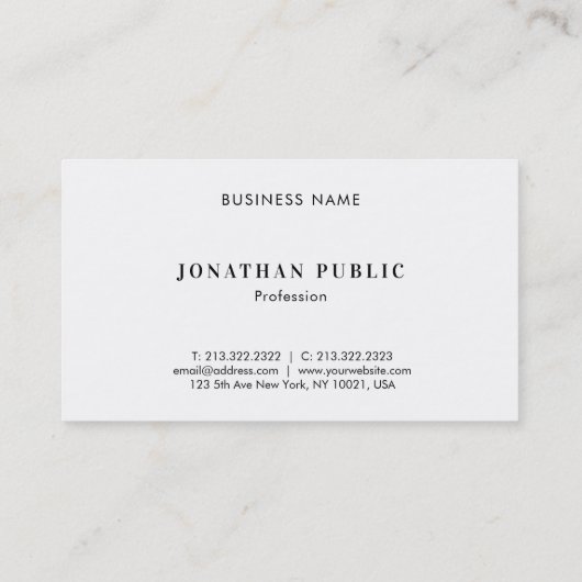 Moderne Gold White Creative Minimalist Sjabloon Visitekaartje (Achterkant)