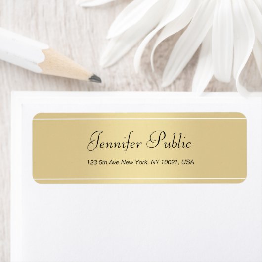 Moderne Gold White Hand Script Simple Sjabloon Chi Etiket (Insitu)