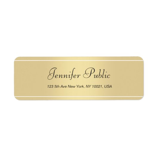 Moderne Gold White Hand Script Simple Sjabloon Chi Etiket (Voorkant)