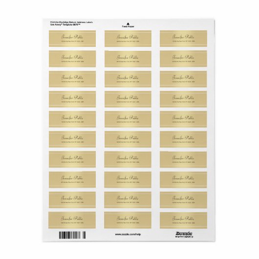 Moderne Gold White Hand Script Simple Sjabloon Chi Etiket (Full Sheet)