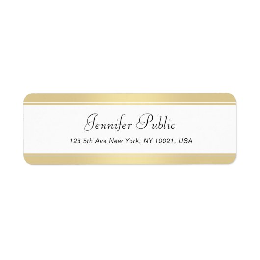 Moderne Gold White Handgeschreven script Elegant C Etiket (Voorkant)