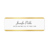 Moderne Gold White Handwrite script Eenvoudige afb Etiket (Voorkant)
