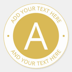 Moderne Gold/White Logo Style-monogram Ronde Sticker