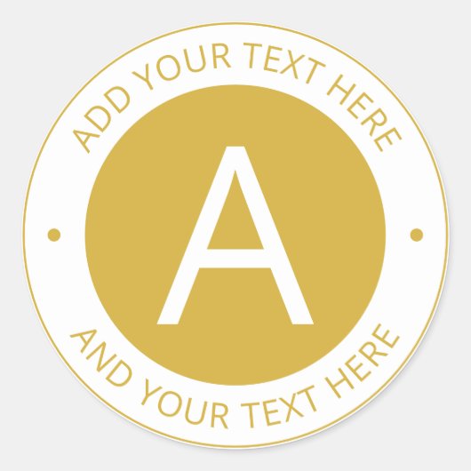 Moderne Gold/White Logo Style-monogram Ronde Sticker (Voorkant)