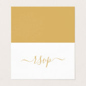 Moderne Gold & White Simple Script Photo RSVP-kaar Visitekaartje (Buitenkant ongevouwen)