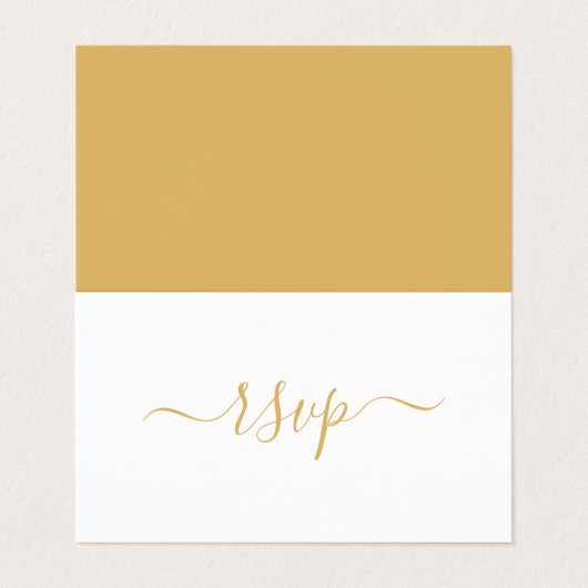 Moderne Gold & White Simple Script Photo RSVP-kaar Visitekaartje (Buitenkant ongevouwen)