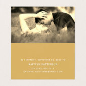 Moderne Gold & White Simple Script Photo RSVP-kaar Visitekaartje (Binnenkant ongevouwen)