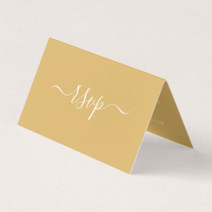 Moderne Gold & White Simple Script Photo RSVP-kaar Visitekaartje