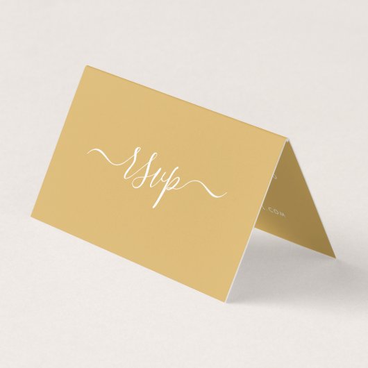 Moderne Gold & White Simple Script Photo RSVP-kaar Visitekaartje (Voorkant)