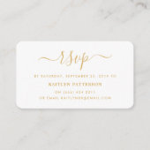 Moderne Gold & White Simple Script RSVP Informatiekaartje (Voorkant)