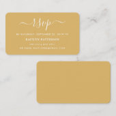 Moderne Gold & White Simple Script RSVP Informatiekaartje (Voorkant / Achterkant)