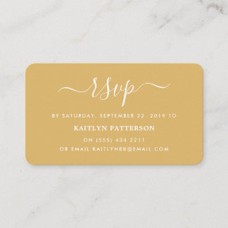 Moderne Gold & White Simple Script RSVP Informatiekaartje