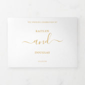 Moderne Gold & White Simple Script Wedding Suite Drieluik Uitnodiging (Cover)