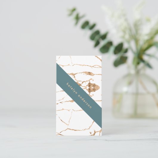 Moderne Gold White Stylist Professional Visitekaartje (Staand voorkant)