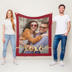 Moderne Gold XOXO Valentijnsdag Foto Fleece Deken