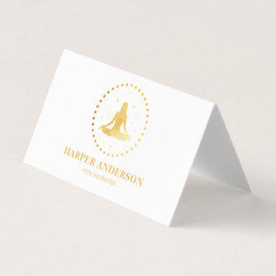 Moderne Gold Yoga Instructor Professional Logo Visitekaartje