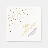 Moderne Gold & zwarte 50e Jubileum partij Servet (Voorkant)