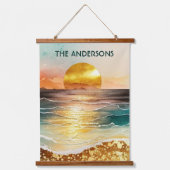 Moderne Golden Beach Sunset Signature Wall Art Hangend Wandkleed (Voorkant)