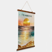 Moderne Golden Beach Sunset Signature Wall Art Hangend Wandkleed (Gebogen)