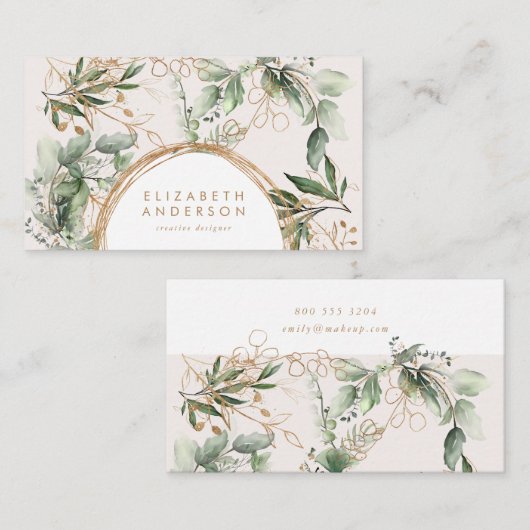 Moderne Golden Circles Eucalyptus Corporate Visitekaartje (Voorkant / Achterkant)