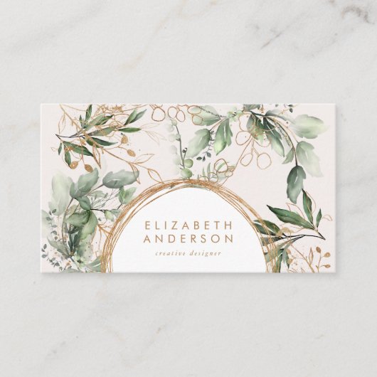 Moderne Golden Circles Eucalyptus Corporate Visitekaartje (Voorkant)