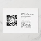 Moderne GOLDEN DATUM Drie Foto QR CODE Save The Da Folie Uitnodiging (Achterkant)