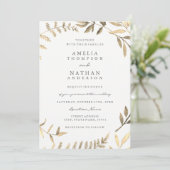 Moderne Golden Leaf bruiloft uitnodiging (Staand voorkant)