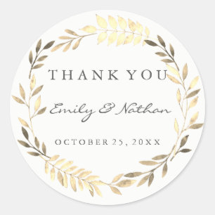 Moderne Golden Leaf krans Dank u Sticker
