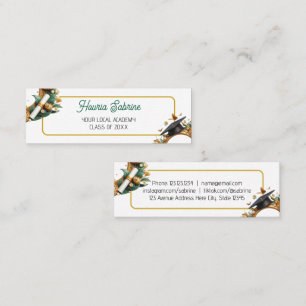 Moderne Golden Tulip Border Afstudeer Naamkaart Mini Visitekaartje