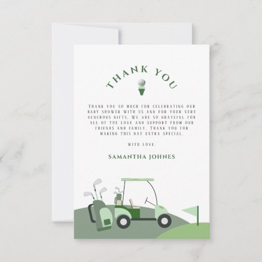 Moderne Golf Baby shower dank je kaart (Voorkant)