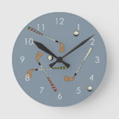 Moderne Golf Golfer Club Balpatroon Blauw Ronde Klok (Voorkant)