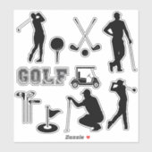 Moderne golf in zwarte kleur sticker (Vel)