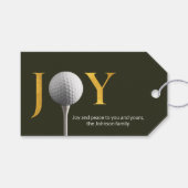 Moderne Golf Joy & Peace Donkergroene Kerst Cadeaulabel (Voorkant (Horizontaal))