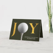 Moderne Golf Joy & Peace Donkergroene Kerst Feestdagen Kaart (Voorkant)