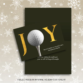 Moderne Golf Joy & Peace Donkergroene Kerst Feestdagen Kaart