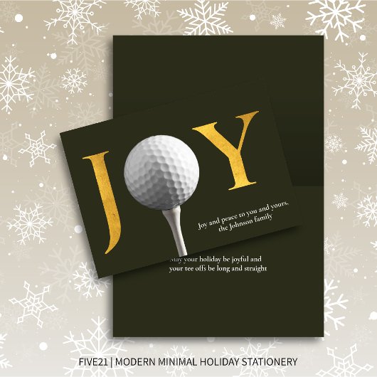 Moderne Golf Joy & Peace Donkergroene Kerst Feestdagen Kaart