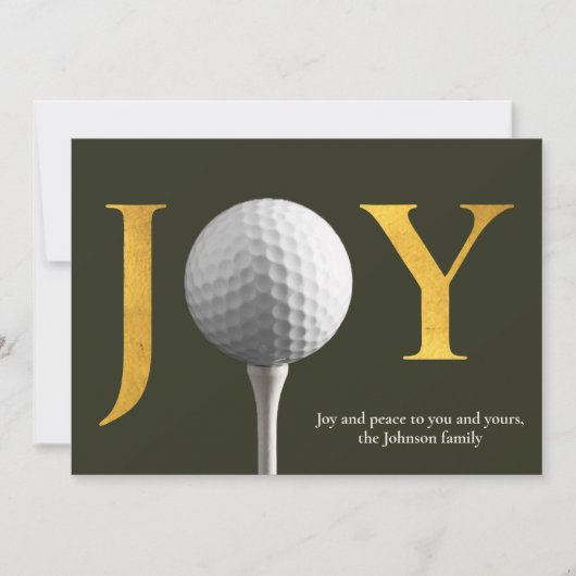 Moderne Golf Joy & Peace Donkergroene Kerst Feestdagenkaart (Voorkant)