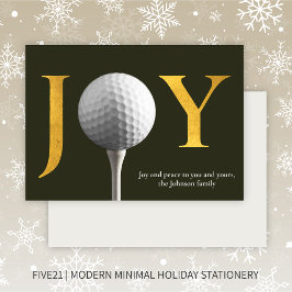 Moderne Golf Joy & Peace Donkergroene Kerst Feestdagenkaart