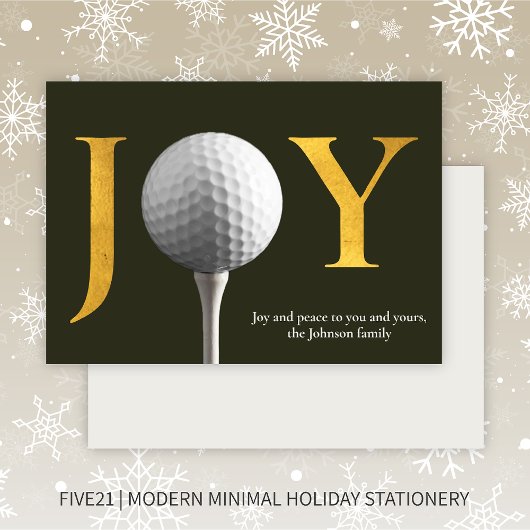 Moderne Golf Joy & Peace Donkergroene Kerst Feestdagenkaart